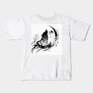 Wolf and Moon 1 Kids T-Shirt